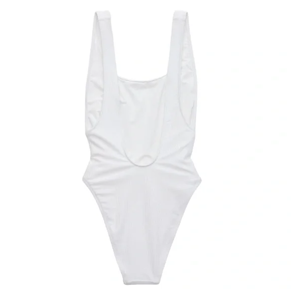 Aerie Shiny Rib Birthday Scoop Cheekiest One Piece Swimsuit NWT Beach Satiny - Picture 5 of 10